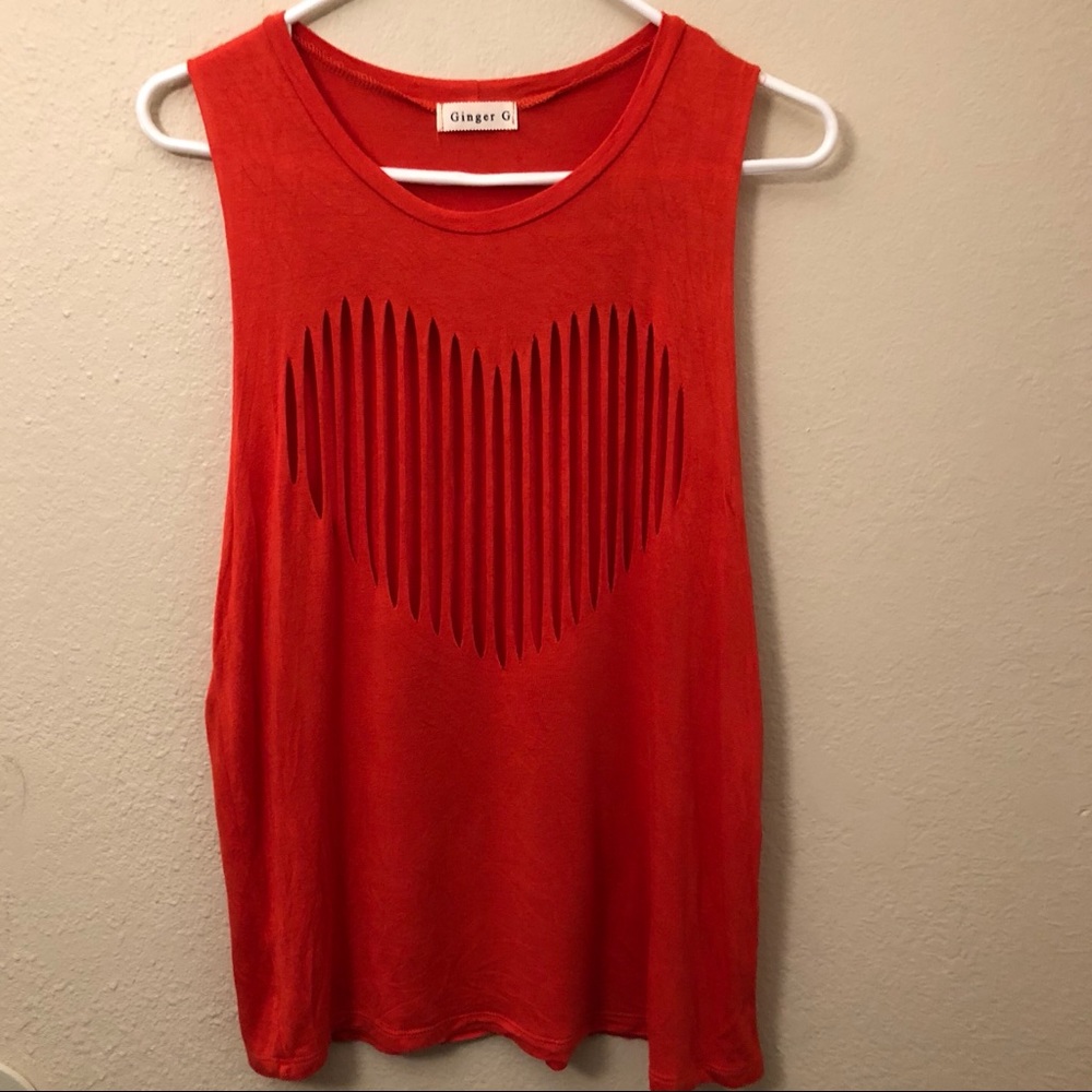 Distressed-Heart-Shape Tank Top ❣️🧡